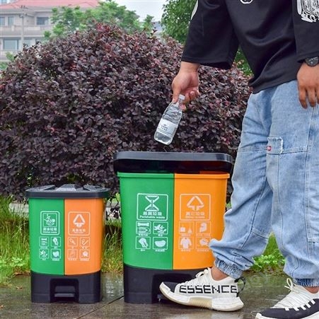 60升脚踏双胞胎垃圾桶大量批发重庆60L脚踏厨余其他垃圾桶 昆明餐厅分类垃圾桶 贵阳环卫脚踏塑料垃圾桶