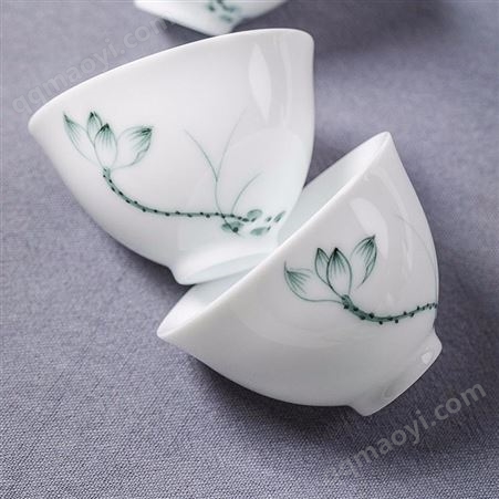 品茗杯 纯手工汝窑茶杯 开片可养大号主人杯 陶瓷品茗杯