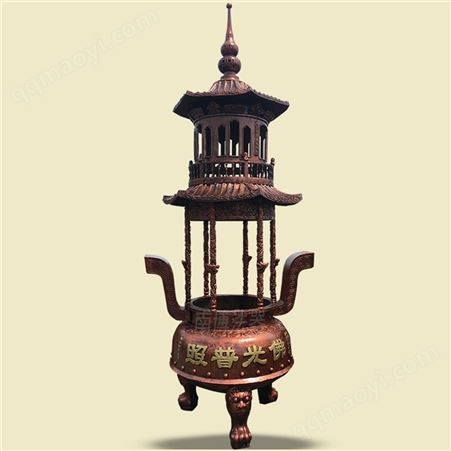 厂家供应寺庙纯铜香炉祠堂香炉户外景区寺院宗祠聚宝炉烧纸钱炉