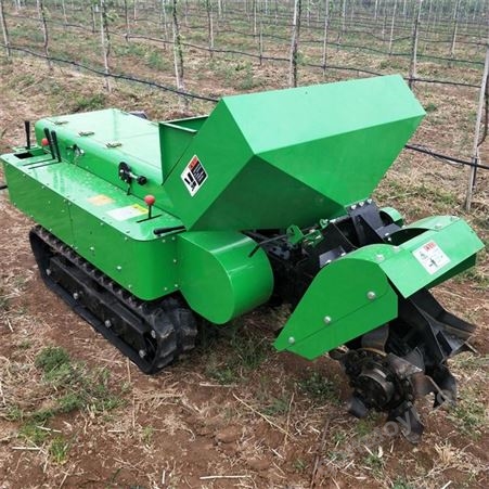 履带式开沟施肥机 遥控式挠地机 自走式果园微耕机
